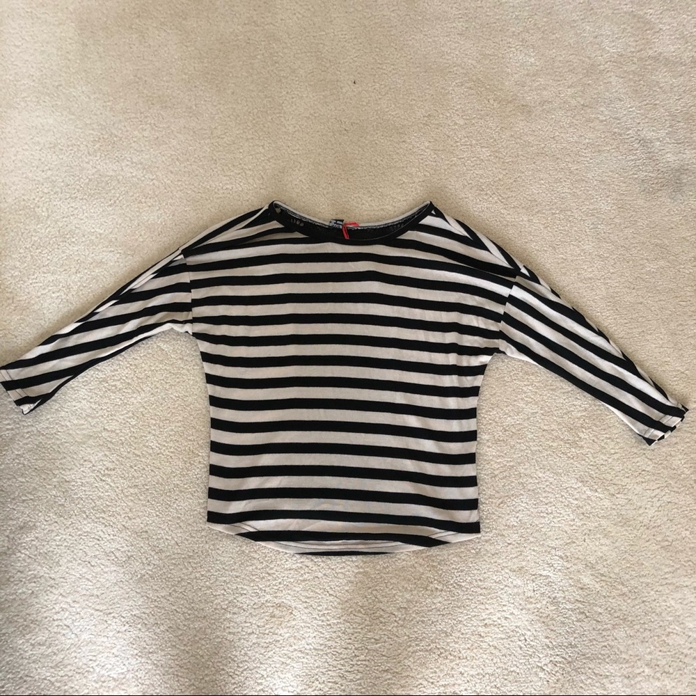 Poof Striped Cozy Sweater with Lace Knit Back